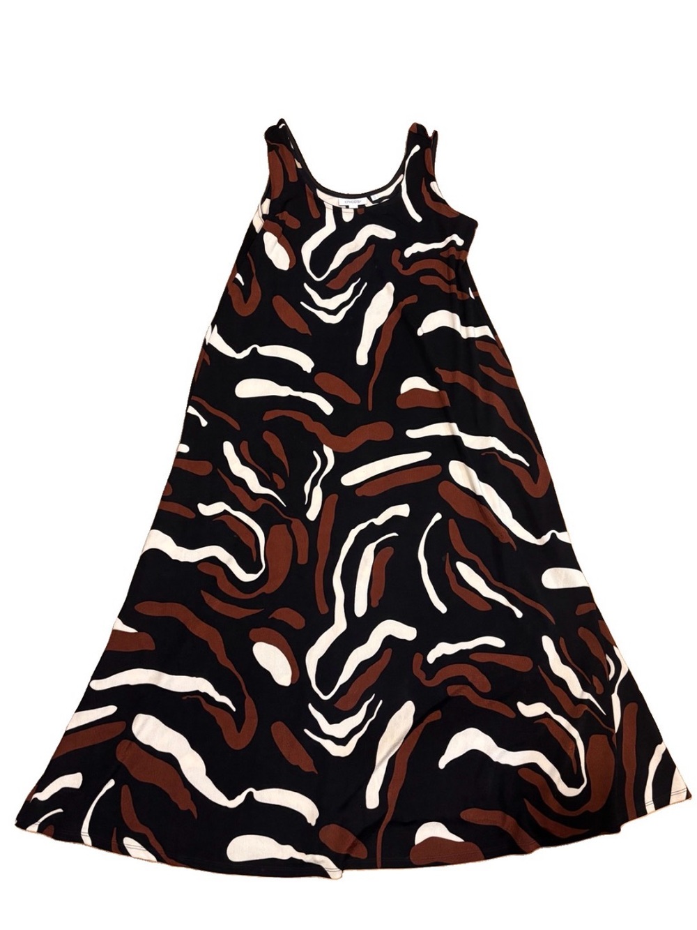 Chicos Size 0 US Size Small Jersey Maxi Dress Black Brown And White Stretchy
